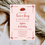 Whimsical Ladybug Love Bug Girl 1st Birthday Einladung