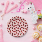 Whimsical Ladybug Pattern auf rosa Pappteller (Party)