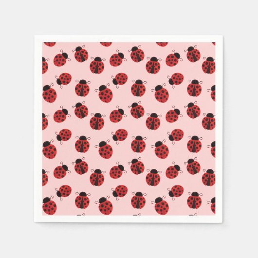 Whimsical Ladybug Pattern auf rosa Serviette (Vorderseite)