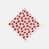 Whimsical Ladybug Pattern auf rosa Serviette (Ecke)