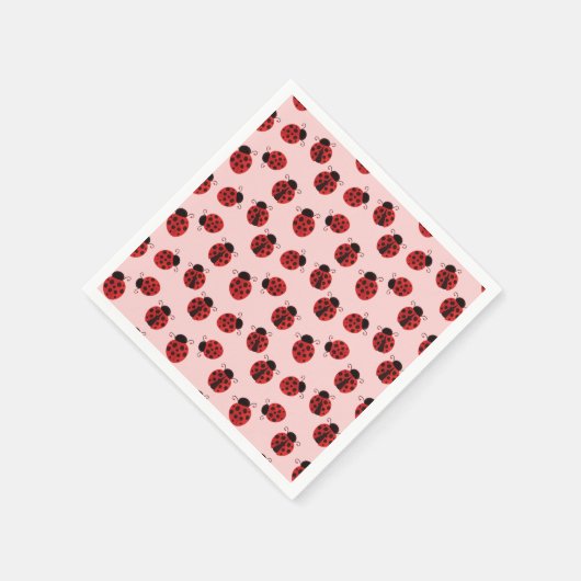 Whimsical Ladybug Pattern auf rosa Serviette (Ecke)