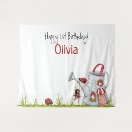 Whimsical LadyBug Swing Garden House 1. Geburtstag Wandteppich