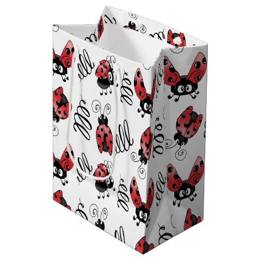 Whimsical Ladybug und Wirbel Mittlere Geschenktüte (Vorderseite Schrägansicht)