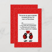 Whimsical Ladybug Wedding RSVP Card (Vorne/Hinten)
