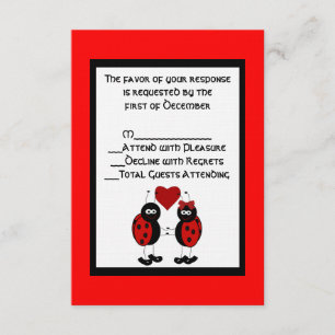 Whimsical Ladybug Wedding RSVP Card Karte
