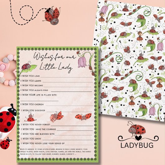 Whimsical Ladybug-Wünsche für unser kleines Fräule Einladung
