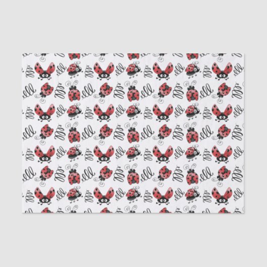 Whimsical Ladybugs and Squiggles Seidenpapier (Vorderseite)