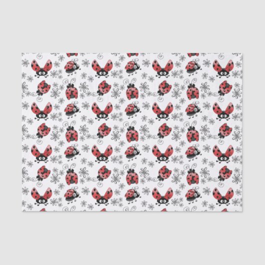 Whimsical Ladybugs mit Blume Seidenpapier (Vorderseite)