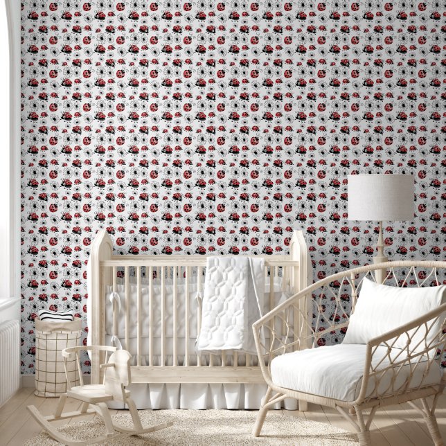 Whimsical Ladybugs und Blumen kleine Tapete (Kinder)