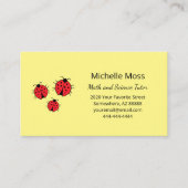 Whimsical Ladybugs Yellow Beruflich Educator Visitenkarte (Vorderseite)