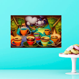 Whimsical Land Coffee Cups Digitale Kunst Poster
