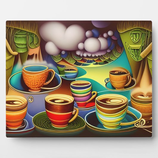 Whimsical Land Coffee Cups Tabletop Fotoplatte (Vorderseite)