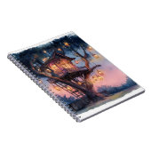 Whimsical Lantern Treehouse Twilight Art Notebook Notizblock (Rechte Seite)