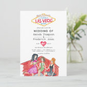 Whimsical Las Vegas Wedding Einladung (Stehend Vorderseite)
