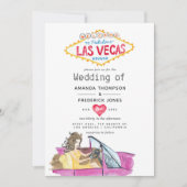 Whimsical Las Vegas Wedding Einladung (Vorderseite)