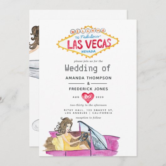 Whimsical Las Vegas Wedding Einladung (Vorne/Hinten)