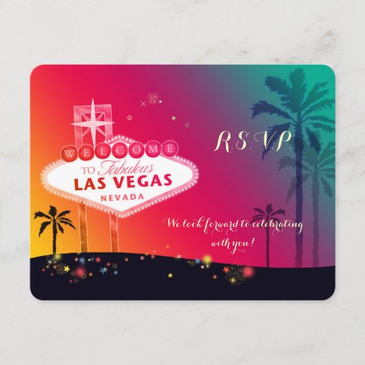 Whimsical Las Vegas Wedding RSVP Karte (Vorderseite)