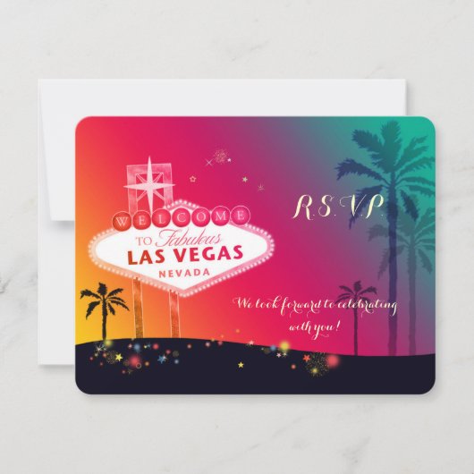 Whimsical Las Vegas Wedding RSVP Karte (Vorderseite)
