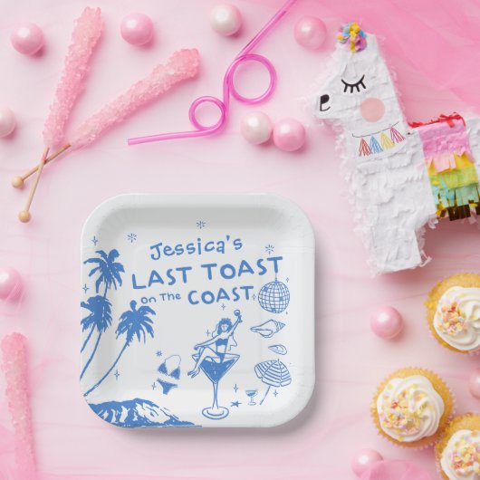 Whimsical Last Toast Coast Beach Bachelorette Pappteller (Party)