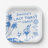 Whimsical Last Toast Coast Beach Bachelorette Pappteller (Vorderseite)