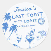 Whimsical Last Toast Coast Beach Bachelorette Runder Aufkleber (Vorderseite)