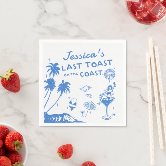 Whimsical Last Toast Coast Beach Bachelorette Serviette (Beispiel)