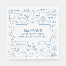 Whimsical Last Toast On The Coast Blue Serviette