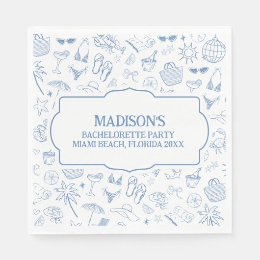 Whimsical Last Toast On The Coast Blue Serviette (Vorderseite)