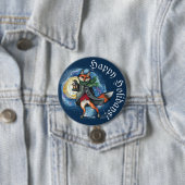 Whimsical Laternenfox im Schneeschuhwandern Button (Beispiel)