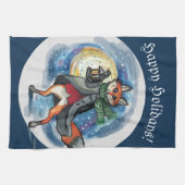 Whimsical Laternenfox im Schneeschuhwandern Geschirrtuch (Horizontal)