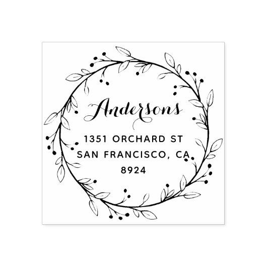 Whimsical Laurel Wreath Custom Rücksendeadresse Gummistempel (Prägung)