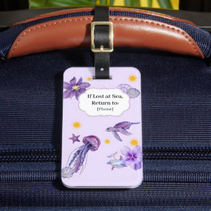 Whimsical Lavendel Meeresleben "Wenn auf See verlo Gepäckanhänger