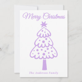 Whimsical Lavender Hand gezogen Weihnachtsbaum Feiertagskarte