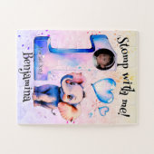 Whimsical Lavender Pink Elephant 1. Geburtstag Puzzle (Horizontal)