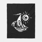 Whimsical Lazy Sailboat Black Fleecedecke (Vorderseite)