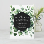 Whimsical Leaf Eukalyptus Digital Wedding Save The Date (Stehend Vorderseite)
