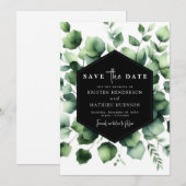 Whimsical Leaf Eukalyptus Digital Wedding Save The Date (Vorne/Hinten)