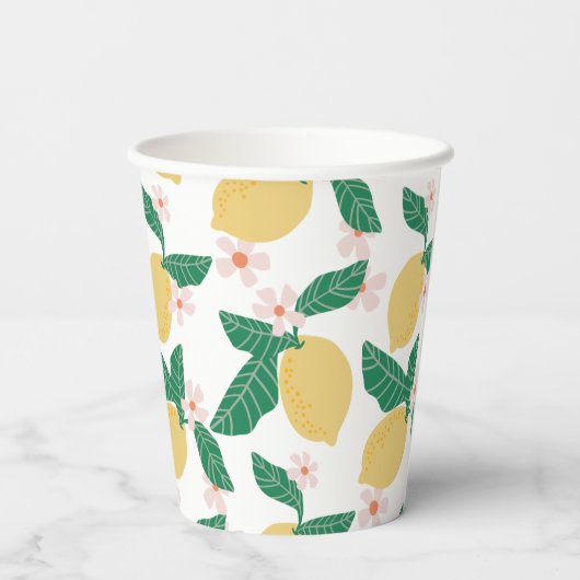 Whimsical Lemon Print Pappbecher (Rückseite)