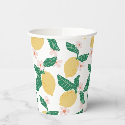 Whimsical Lemon Print Pappbecher (Links)