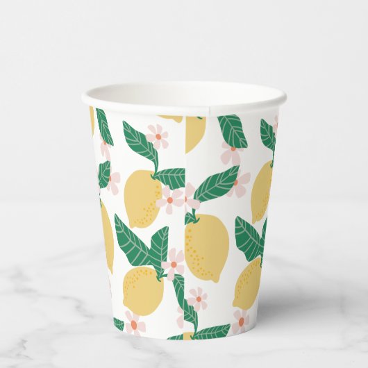 Whimsical Lemon Print Pappbecher (Rechts)