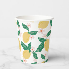 Whimsical Lemon Print Pappbecher