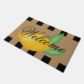 Whimsical Lemon Welcome Doormat – Faux Burlap Fußmatte (Schrägansicht)