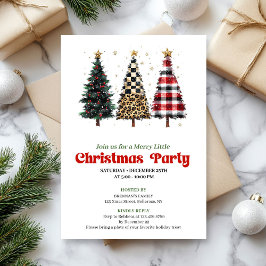 Whimsical leopard and gold Christmas tree invite Einladung