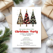 Whimsical leopard and plaid Christmas tree invite Einladung