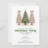 Whimsical leopard Christmas tree holiday invite Einladung (Vorderseite)