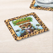 Whimsical Leopard Print Jungle Go Wild Kitty Cat � Rechteckiger Pappuntersetzer (angewinkelt)
