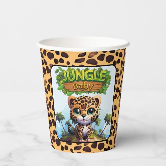Whimsical Leopard Zoo Animal Cat Jungle Baby 🐆 Pappbecher (Rückseite)