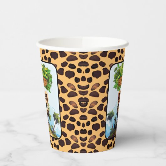 Whimsical Leopard Zoo Animal Cat Jungle Baby 🐆 Pappbecher (Links)