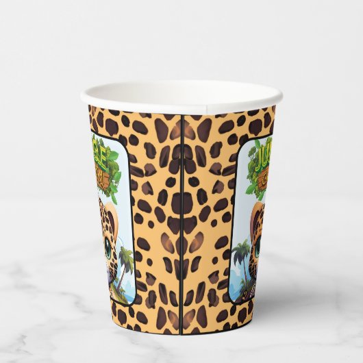 Whimsical Leopard Zoo Animal Cat Jungle GO WILD 🐆 Pappbecher (Rechts)