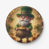 Whimsical Leprechaun Gold Pot Paper Plate Pappteller (Vorderseite)